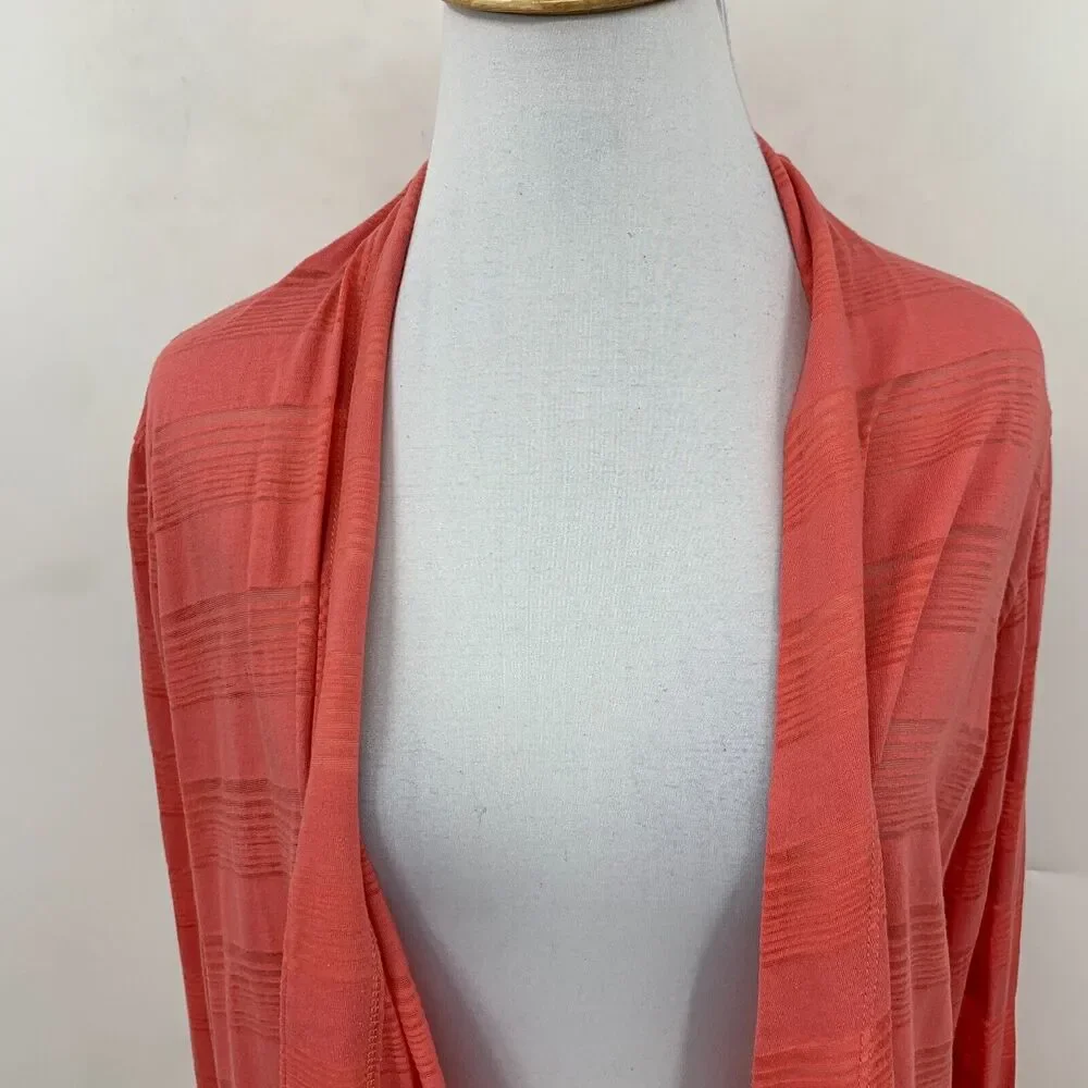 Columbia Cardigan Womens XS Extra Small Coral Open Front Striped Long Sleeve
